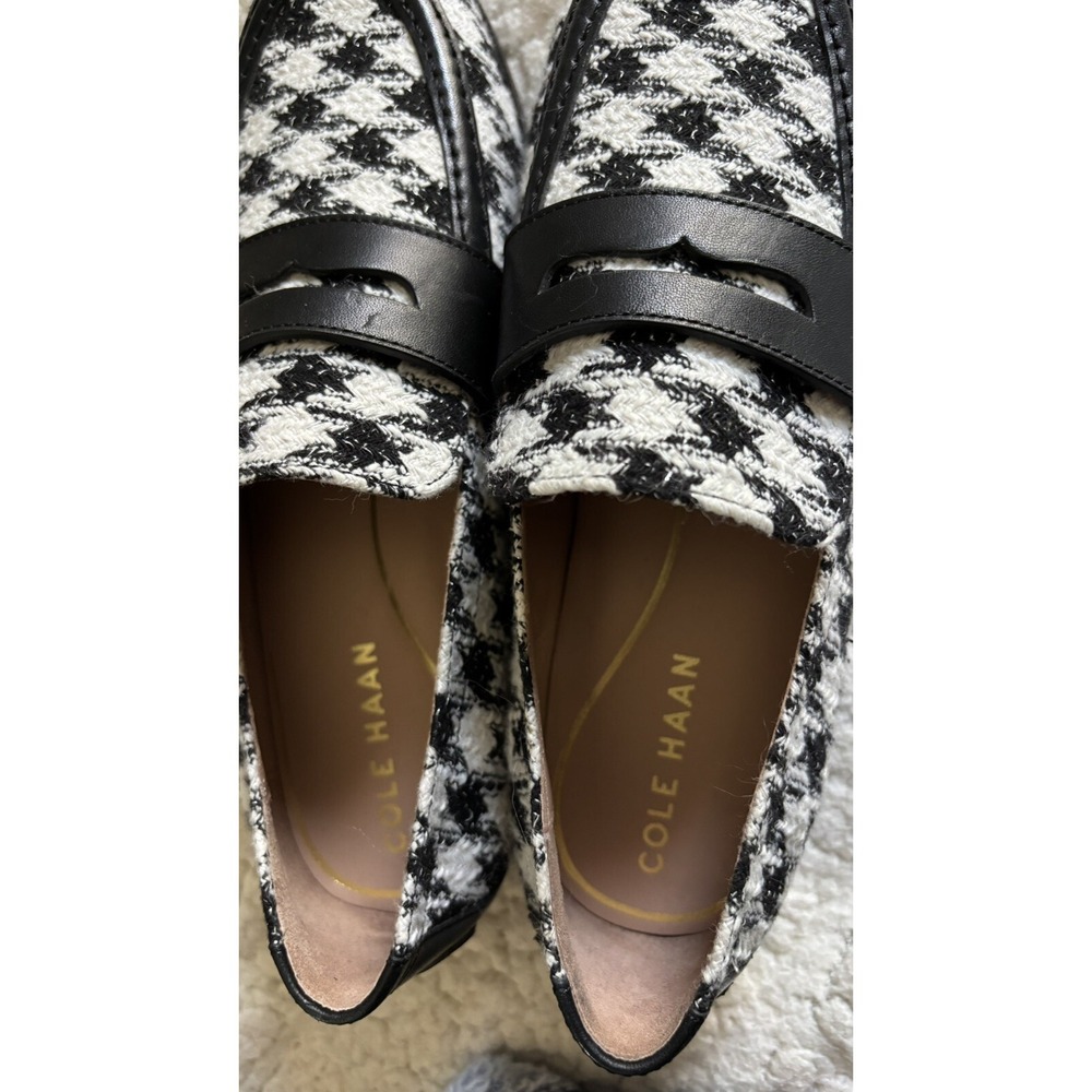 Cole Haan Lux Pinch Penny Loafer Natural Canvas Black Houndstooth NWT 159$ Sz 6 - Picture 4 of 6